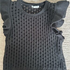 Zara Black Textured Knit Sweater
